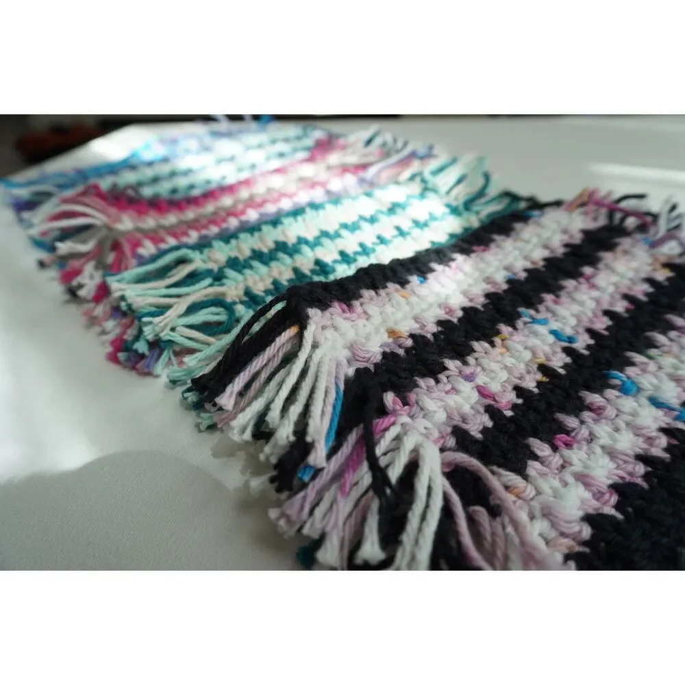 Handmade Crochet Boho Mug Rugs / Oversized Coasters set of 4